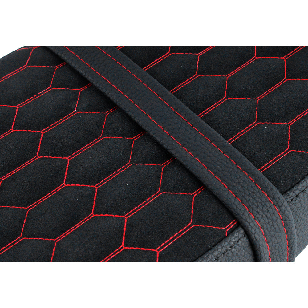 OSTMORAD Hexagonal Honeycomb Seat with Safety Strap | Classic Colors (Black/Red/White) for Simson S50 S51 S70 S80